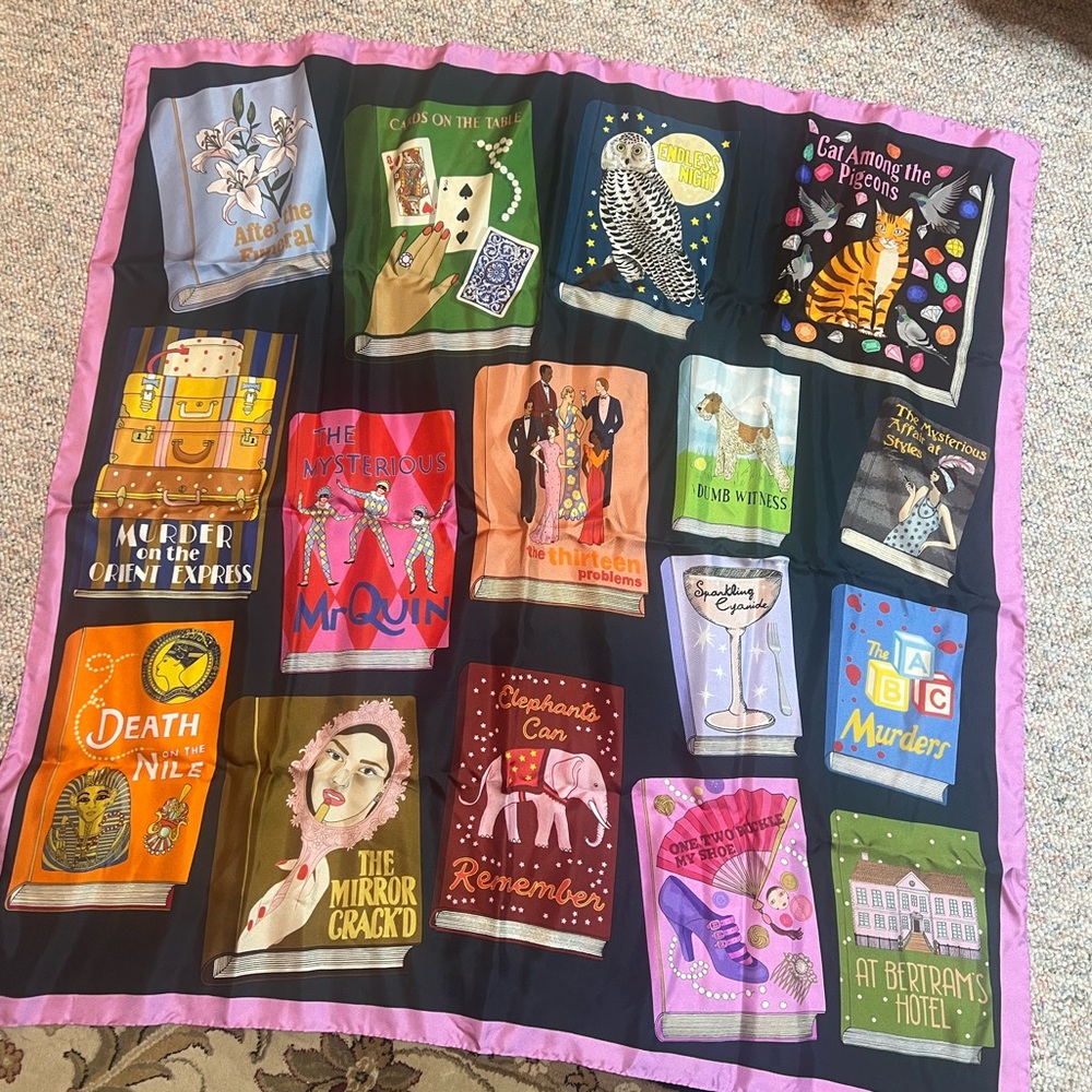 Karen Mabon limited edition Agatha Christie “Queen of Crime” scarf in navy